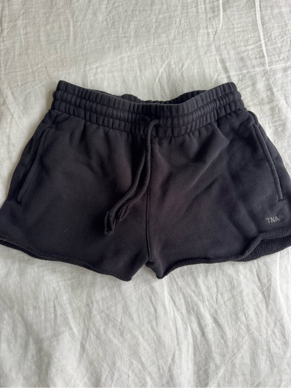 TNA Black Athletic Fleece Drawstring Shorts